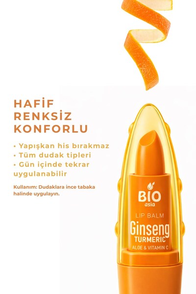 Bio Asia بلسم الشفاه بالجينسنغ وفيتامين سي والألوفيرا – علاج مرمم ومفتح ومرطب للشفاه