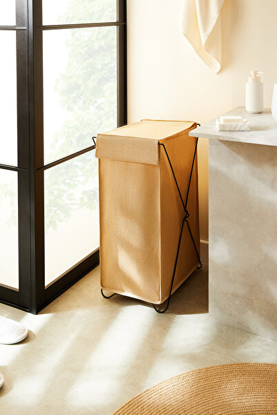 Ocean Home Textile Katlanabilir Bölmeli Siyah Destekli Naturel Jüt Düzenleyic...