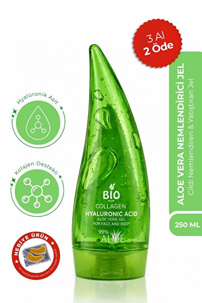 Bio Asia Aloe Vera Jel 250 ml – Kolajen ve Hyalüronik Asit İle Yoğun Nem ve E...