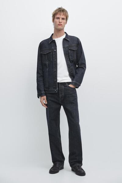 Massimo Dutti Yaka detaylı jean ceket