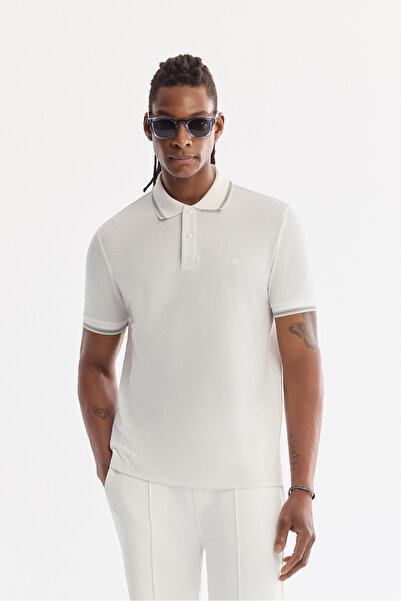 Avva Men's White Non-Curling Polo Collar Cotton Pack Technical Fabric Regular...