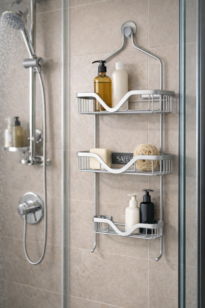 Şahane Pazar 3 Tier Aluminum Shower Shelf Rustproof Water Resistant Modern Ba...