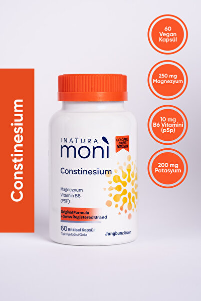 Inatura Moni Constinesium Magnezyum, Potasyum, B6 Vitamini (P5P) 60 Vegan Kapsül