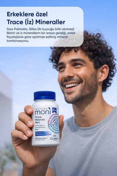 Moni Vitamins Moni Trace Minerals Men Biotin, Chromium, Zinc, Selenium, Saw Palmetto 60 Vegan Capsules