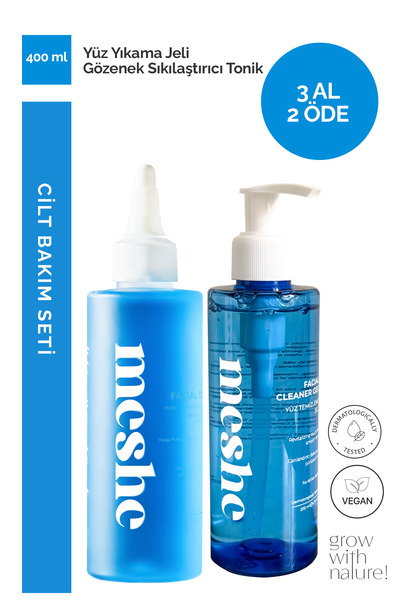 Meshe Yüz Yıkama Jeli & Tonik İkili Cilt Bakım Seti | Arındırıcı Temizleme ve...