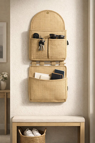 homyjr's Organizator de baie cu 2 straturi, 4 buzunare, din iută, pentru inte...