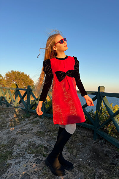 SheShe Βελούδινο φόρεμα πάρτι με μανίκια