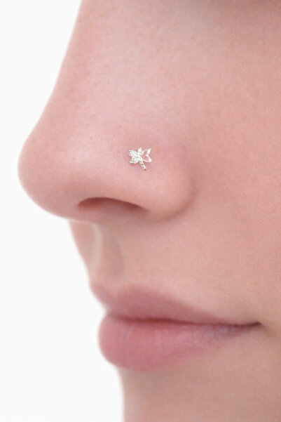 U&Gi Moda 925 Ayar Gümüş Burun Piercingi Kelebek Figürlü Antialerjik Hızma 8M...