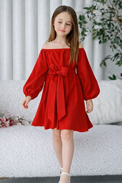 neocotton Kız Çocuk Uzun Kollu Pamuklu Poplin Kumaş Elbise