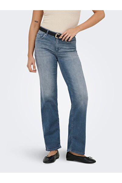 ONLY Damen Blau Onlblush Mid Straight Dnm Rea558 Noos Hose 15353695-Specialbl