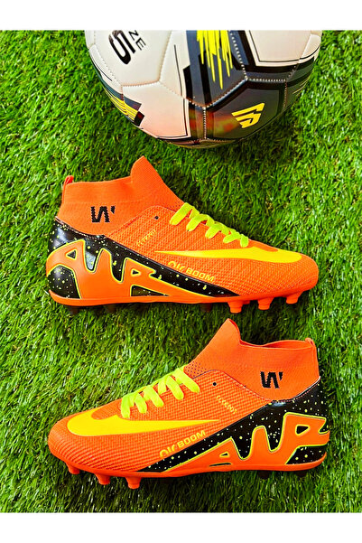 Santra Ghete de fotbal pentru copii, portocalii, cu șosete, înalte până la gl...