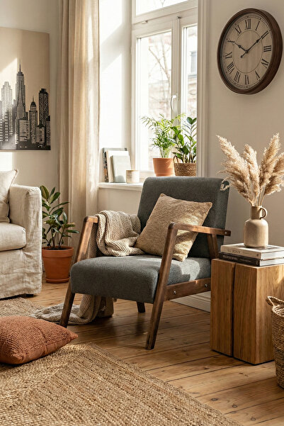 Zem Pavia Berjer Ceviz Ahşap, Gri