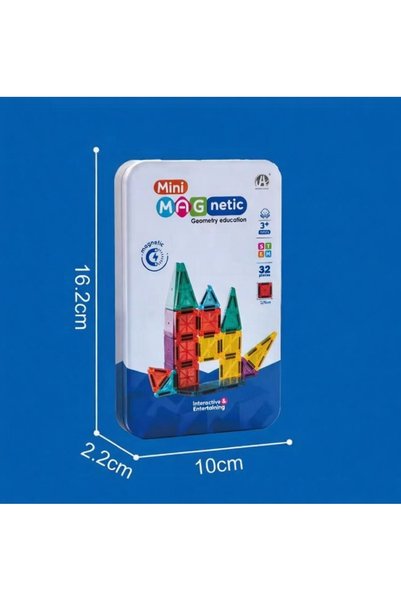 PURE & GLOW HOME Magnetic Building Blocks (Mini) - 32 Pieces Colorful 3D Magnetic Playset