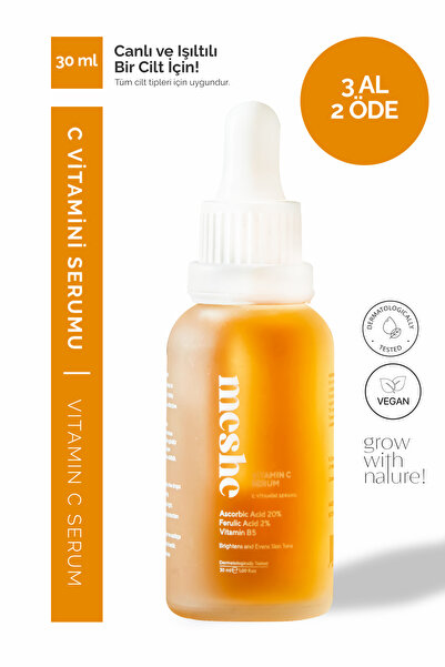 Meshe Leke Karşıtı Aydınlatıcı Vitamin C Serum Glutatyon, Ferulic Asit, %20 A...