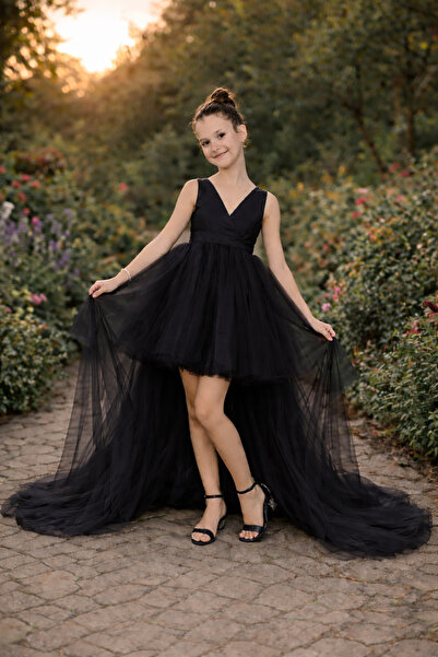 SUNEH Crna rođendanska haljina za devojčice za Preklopni godina