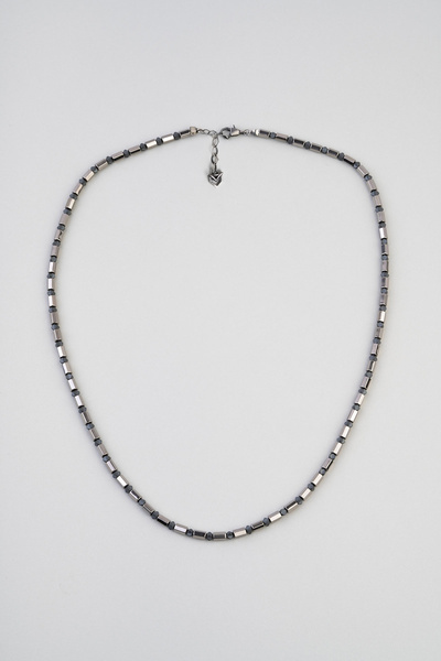 So CHIC... Hematite Stone Men's 75 cm Silver Necklace