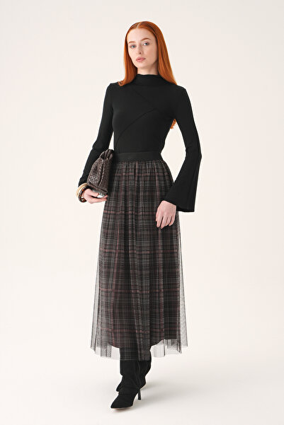 Rays Καφέ καρό τούλινη φούστα 8468A