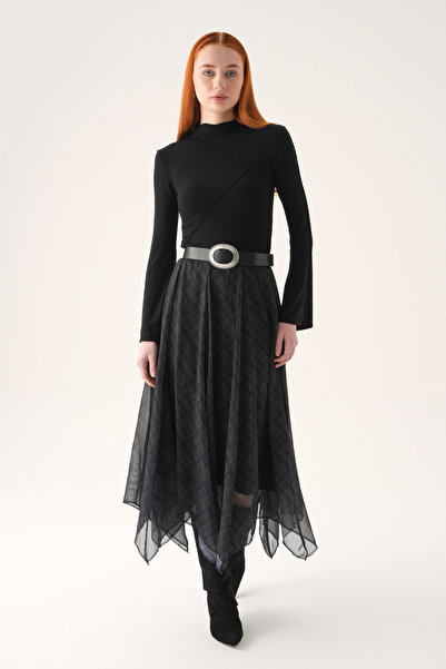 Rays Μαύρη Ασύμμετρη Σιφόν Φούστα 8459A