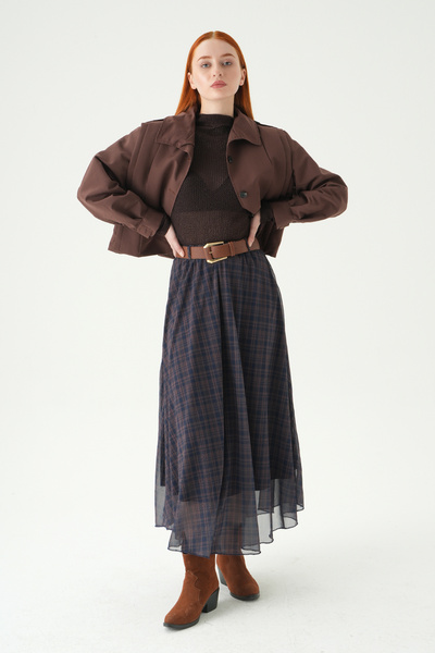 Rays 8458A Fusta din șifon cu curea, bleumarin