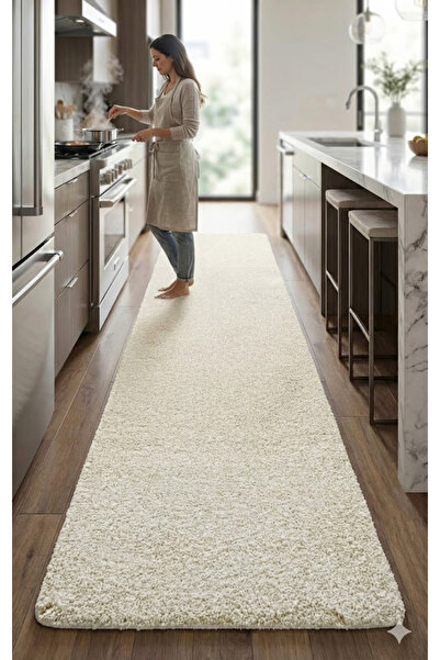 EUROBANO Shaggy Machine Made Washable Non-Slip Sole Runner Rug Living Room Ru...