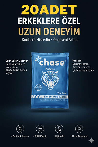 Chase 20 Adet Erkekler için Uzun Deneyim Rötar Mendil