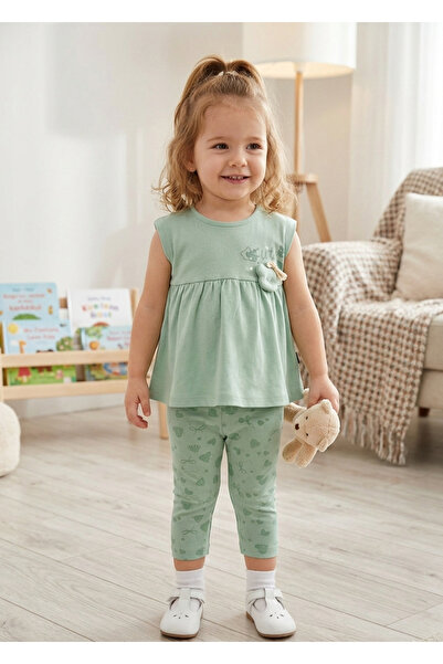 Miniworld Baby Teddy Bear Decorated Combed Cotton Leggings Set