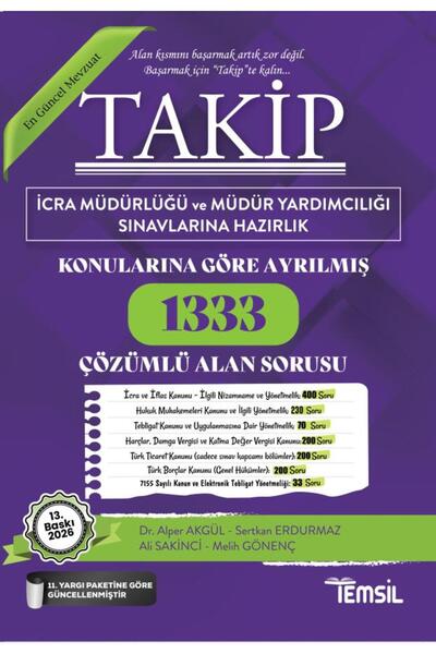 Temsil Kitap Takip İcra Müdürlüğü ve Müdür Yardımcılığı Sınavı Soru Bankası