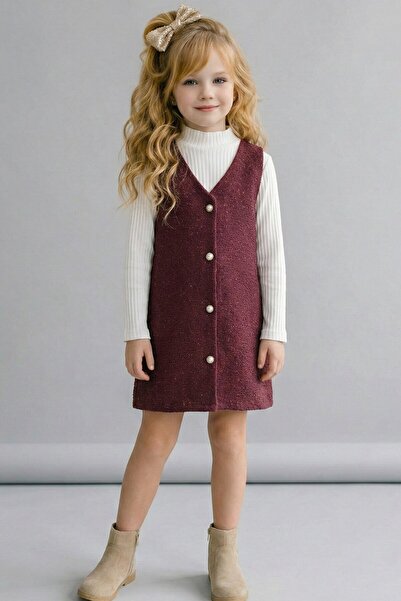 My Kids Wear Set 2 piese pentru fete, vestă din tweed cu nasturi, pentru sărb...