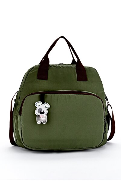 lucky baby حقيبة ظهر للعناية بالطفل باللون الأخضر الكاكي