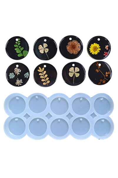 Getshop Epoksi Çoklu Daire 10’lu Magnet & Anahtarlık Silikon Kalıbı 4×4×0.5cm...