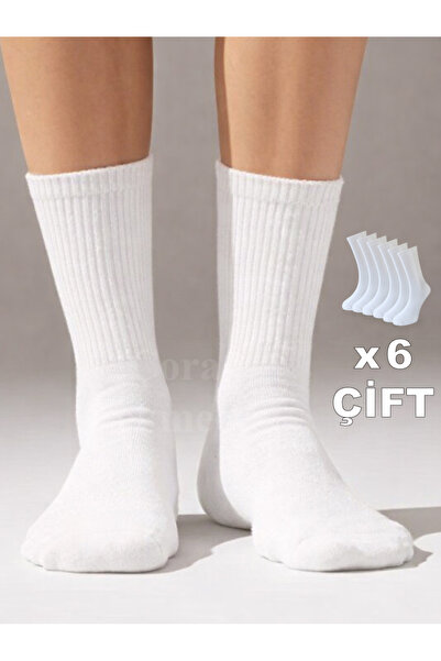 Çorap Çekmecesi Памучни обикновени бели тенис чорапи от 6 части