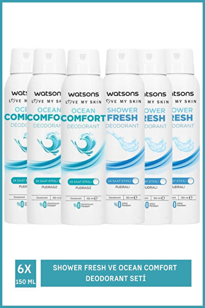 Watsons Shower Fresh 150 Ml X3 Ve Ocean Comfort 150 Ml X3 Deodorant Seti
