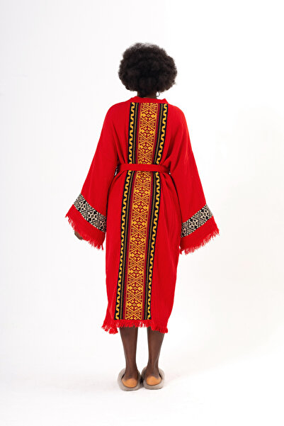 Befera Design Sultan Müslin Kimono 100% bumbac halat de baie caftan roșu