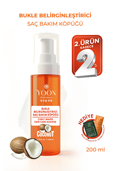 YOON Bukle Belirginleştirici Saç Köpüğü 200 ml – Hindistan Cevizi Özlü, Parab...