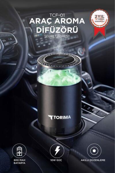 Torima Araç İçi Aroma Difüzörü Hava Nemlendirici Şarjlı Oda ve Araba Kokusu T...