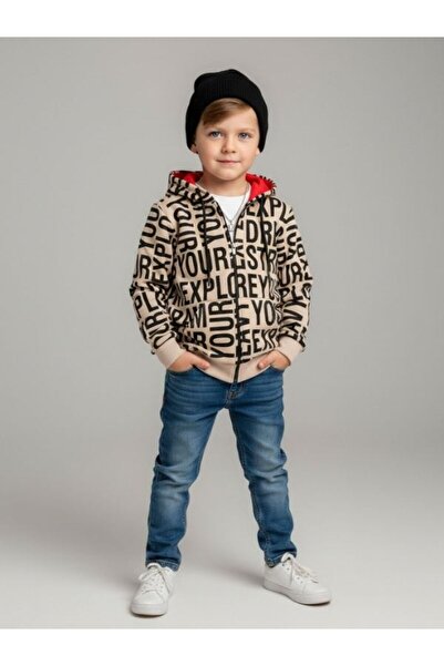 Zekids Ζακέτα με κουκούλα με γράμμα για αγόρι