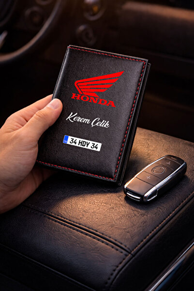 HEDİYEDİYE Kişiye Özel Honda Motor Logolu Termo Deri Ruhsat Kabı