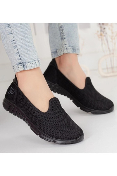 Afilli Moun Shoes - Γυναικεία μαύρα αθλητικά παπούτσια, χωρίς κορδόνια και άν...