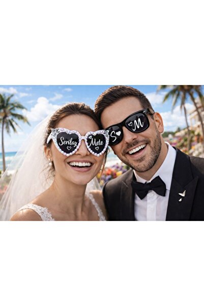 AFK İsimli Beyaz Diva Bride Düğün Kına After İnci Gözlük 2 adet