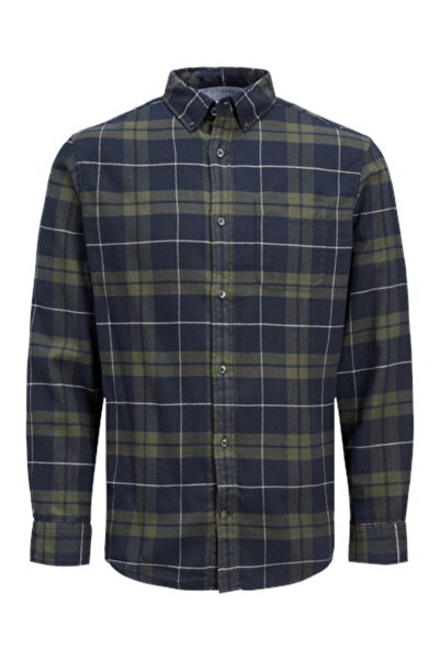 Jack & Jones Jack&-Jones 12259895 JJEWILLY CHECH SHIRT Erkek Gömlek Haki Siyah