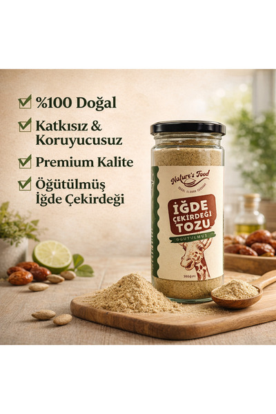 NATURES FOOD İğde Çekirdeği Tozu Net 200gr Kemik Gelişimi, Lif, Protein, B Vi...