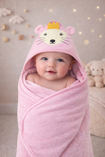 Ellaline قماط منشفة أطفال مخملي باللون الوردي - 100% قطن، معتمد من OEKO-TEX، ...