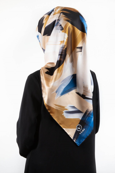 VİOLLA Twill Fırça Desenli Bebe Mavisi Renkli 90x90 Eşarp (İpek İçermez) Kena...