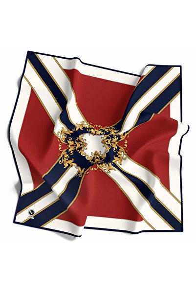 VİOLLA نمط التويل الباروك الأحمر - اللون الأزرق الداكن 90x90 شكل الزراعة: وشا...