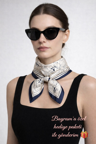 Bermody Bandana pentru femei 50x50 Eșarfă pătrată din raion, cu cusături ital...