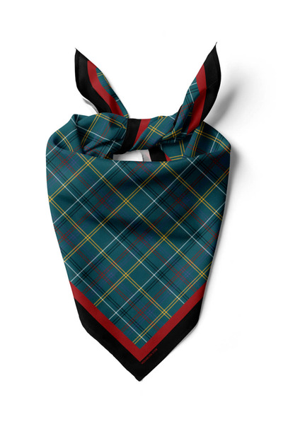 Modabutik E59 Kadın Petrol Ekose Desenli 50x50 Bandana HYL DG0708-22