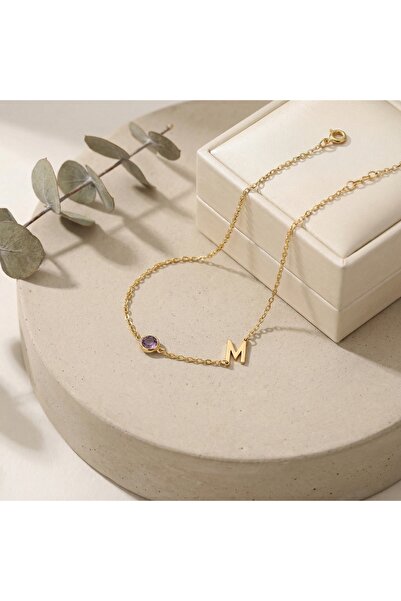 Soleildor 925 ayar Orijinal Gümüş Kişiye Özel Harfli Doğum Taşlı Gümüş Bilekl...