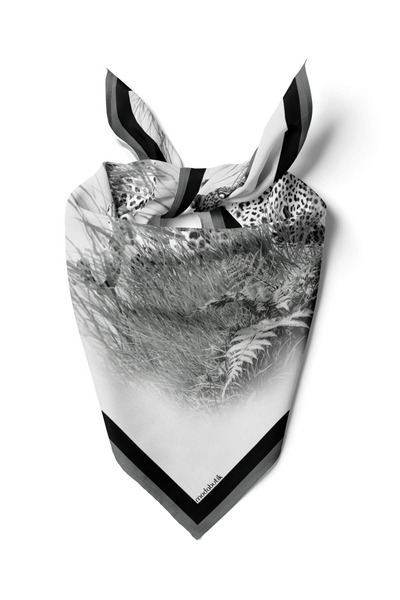 Modabutik D57 Kadın Yeşil Gri Kaplan Desenli 50x50 Bandana HYL DG01330-22