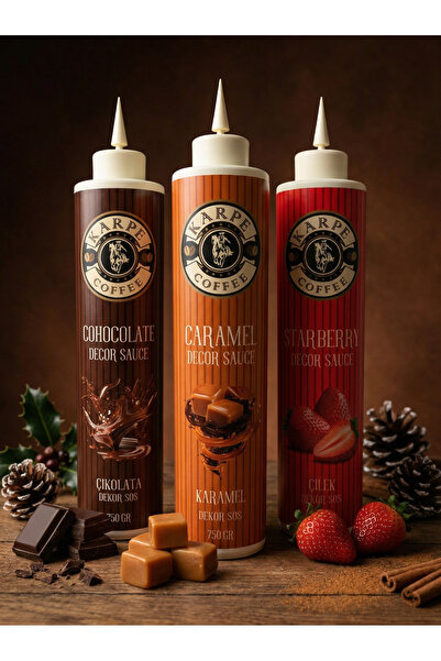 KARPE COFFEE ÇİKOLATA-BEYAZ ÇİKOLATA-ÇİLEK 3'LÜ Dekor Sos 750gr (CHOCOLATE-WH...