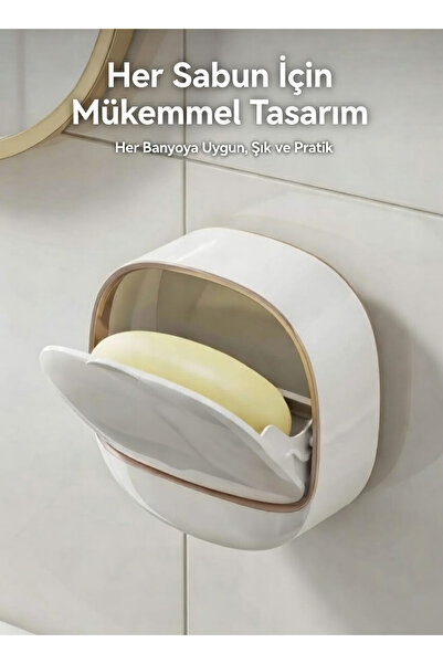 SARAÇOĞLU STORE Lüks Drenajlı Katı Sabunluk Duvara Monte Kapaklı Banyo Organi...